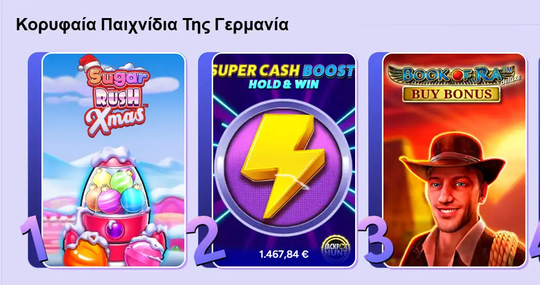 Spinbara κορυφαία slot παιχνίδια Sugar Rush Xmas, Super Cash Boost και Book of Ra